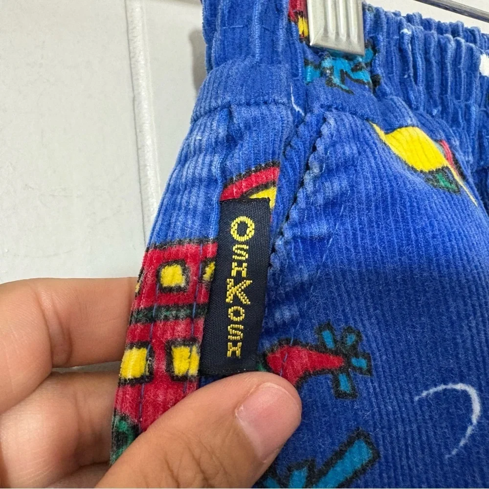 Oshkosh Vintage All Over Print Transportation Corduroy Pants USA Blue Size 24M